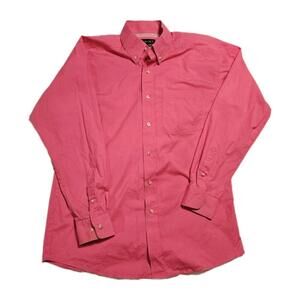 Ariat Pro Series Pink Long Sleeve Button Down Shirt Solid Oxford Cotton Sz M